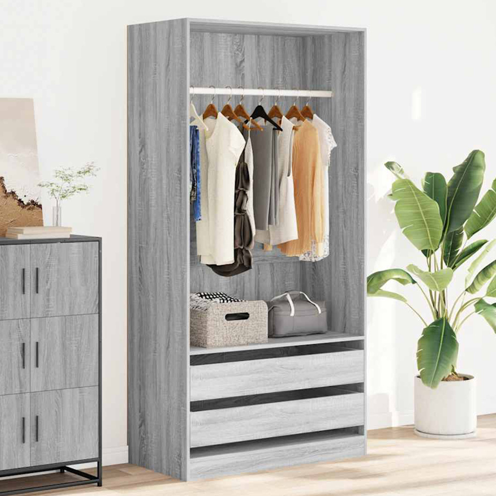 vidaXL 4 Shelf Grey Sonoma Engineered Wood Open Wardrobe Image 1