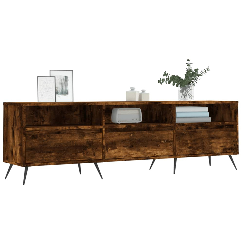 vidaXL 3 Door 3 Shelf Smoked Oak TV Cabinet Image 3