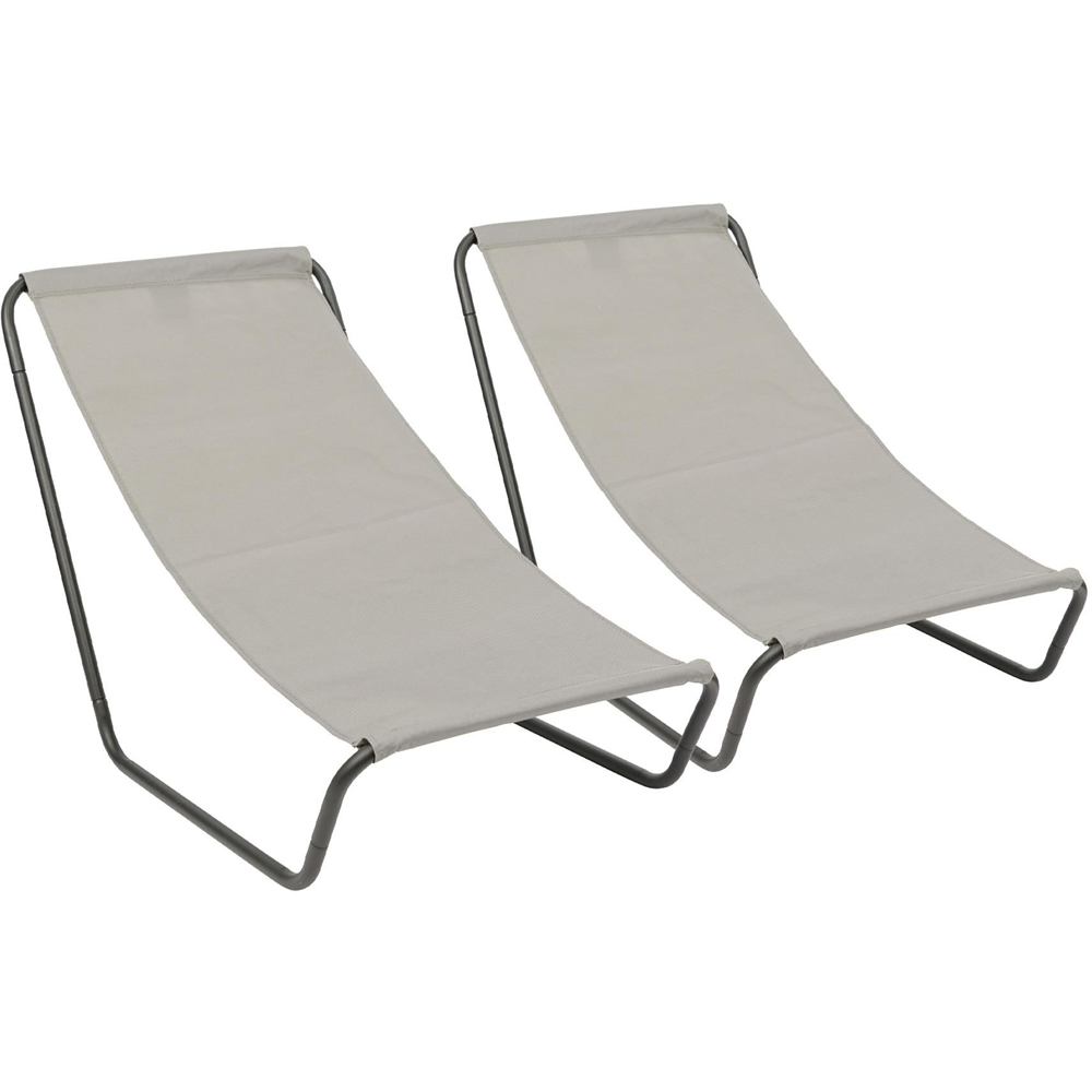Harbour Housewares Set of 2 Matt Black and Beige Folding Beach Lounger Image 2