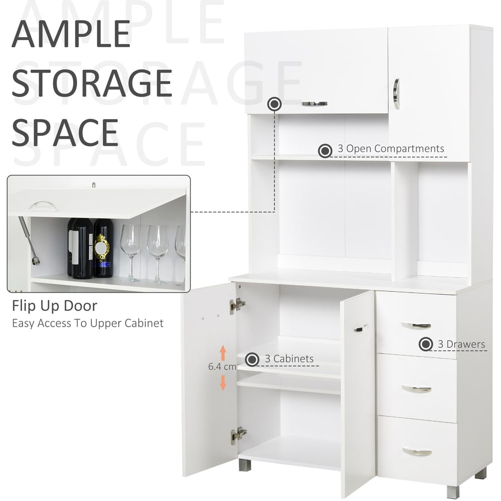 Portland 4 door 3 Drawer White Kitchen Storage Cabinet Image 4