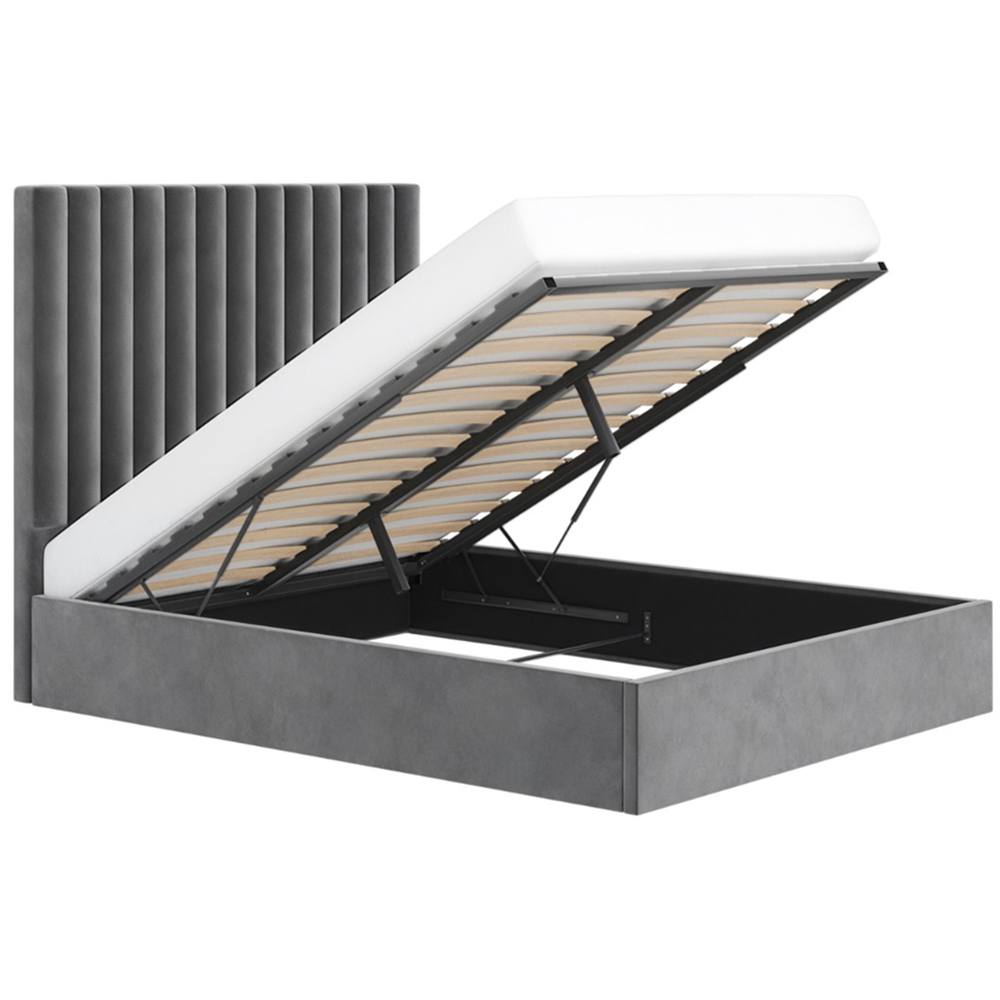 Flair Everley King Size Grey Fabric Ottoman Bed Image 2