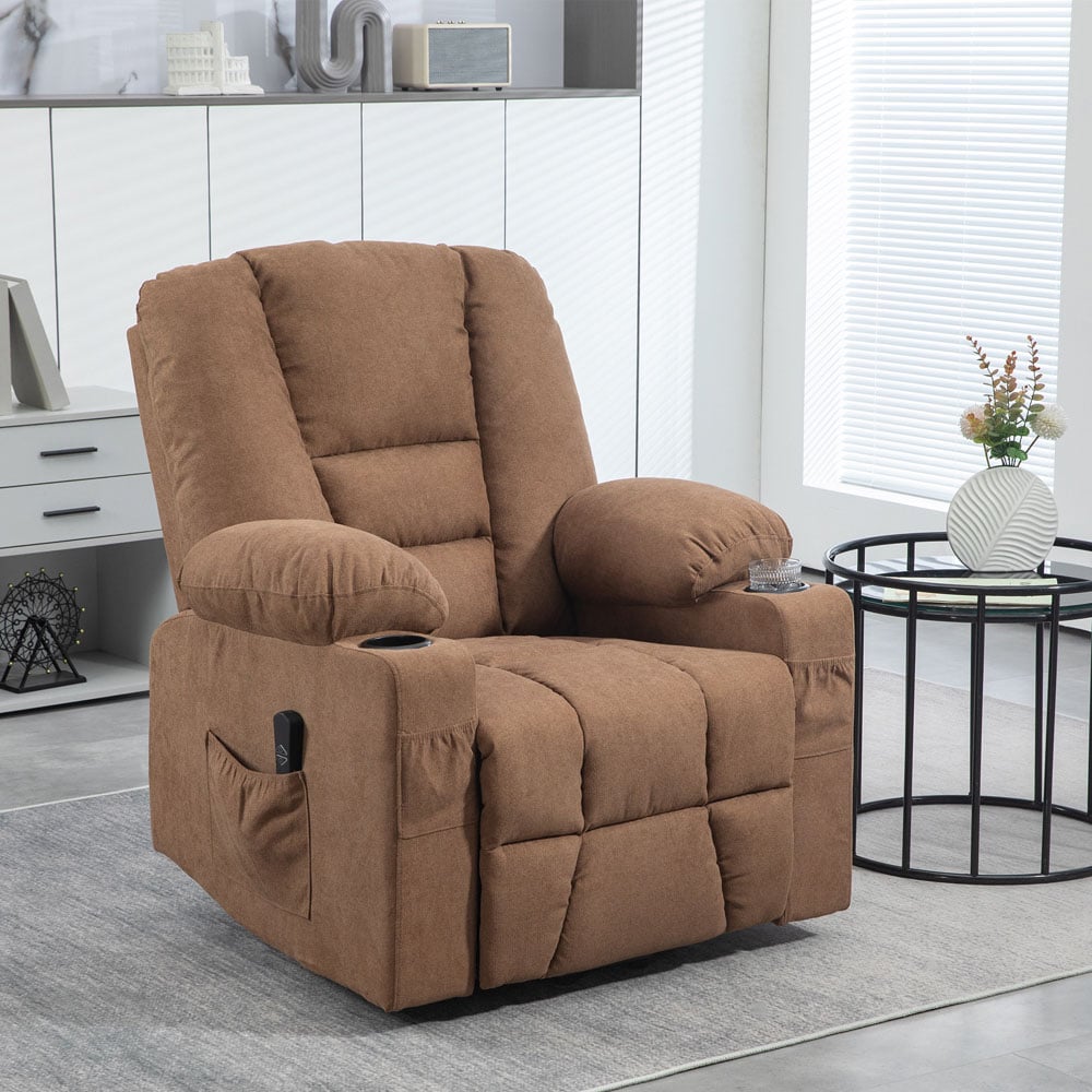 HOMCOM Brown Power Lift Recliner Chair with Remote Image 4