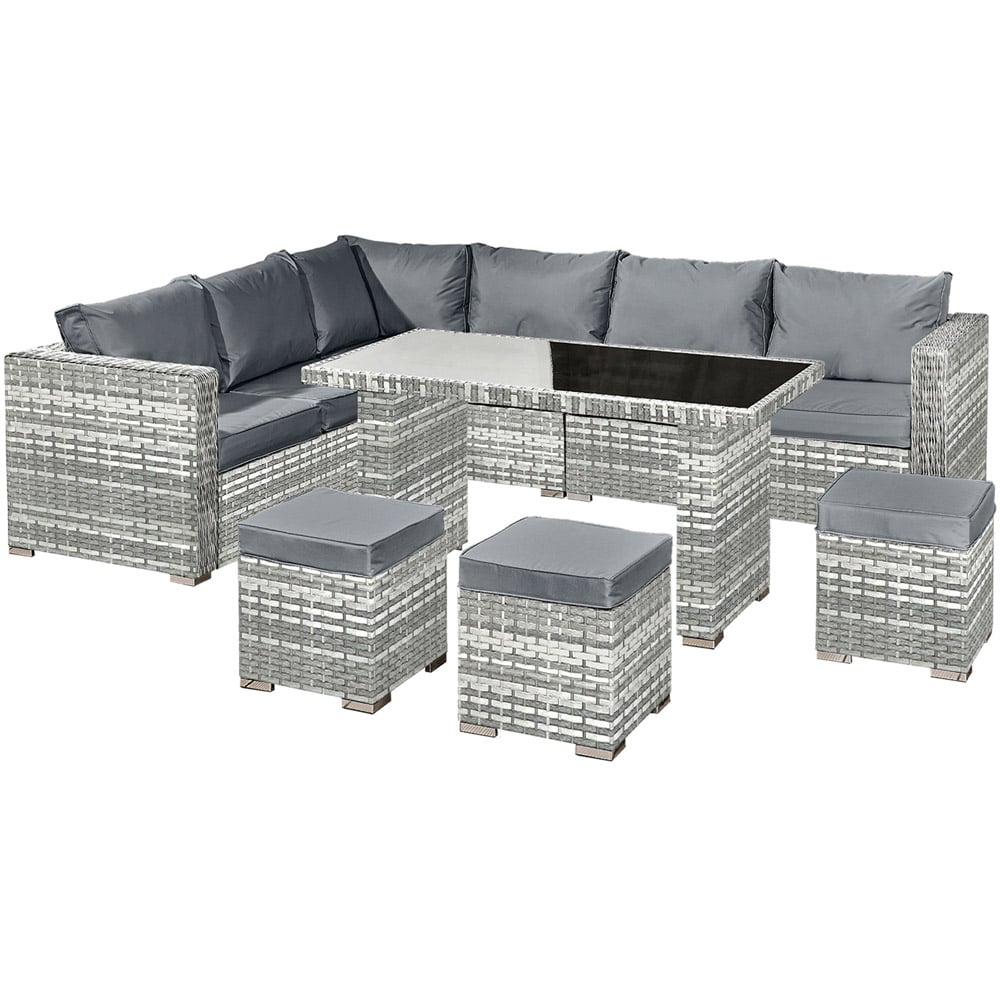 Oseasons Aruba 9 Seater Dove Grey Rattan Corner Dining Set Image 2