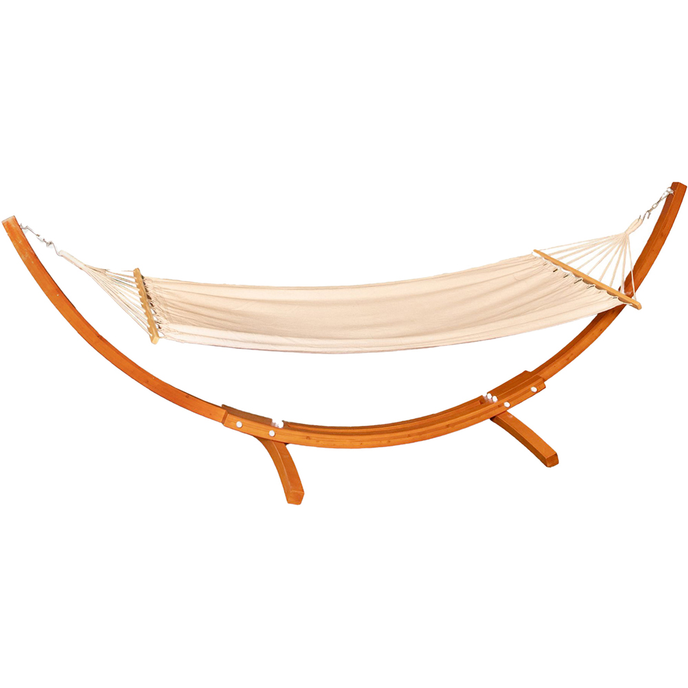 Samuel Alexander Palermo Single Seater Cream Freestanding Garden Hammock with Larch Wood Arc Stand Image 2
