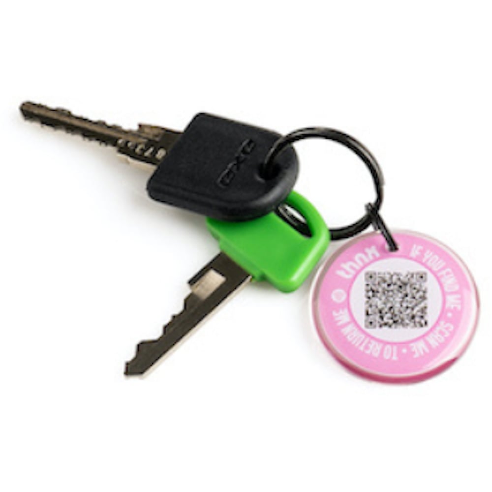 Thnx Pink Medium Airtag Keychain with QR Code Image 3