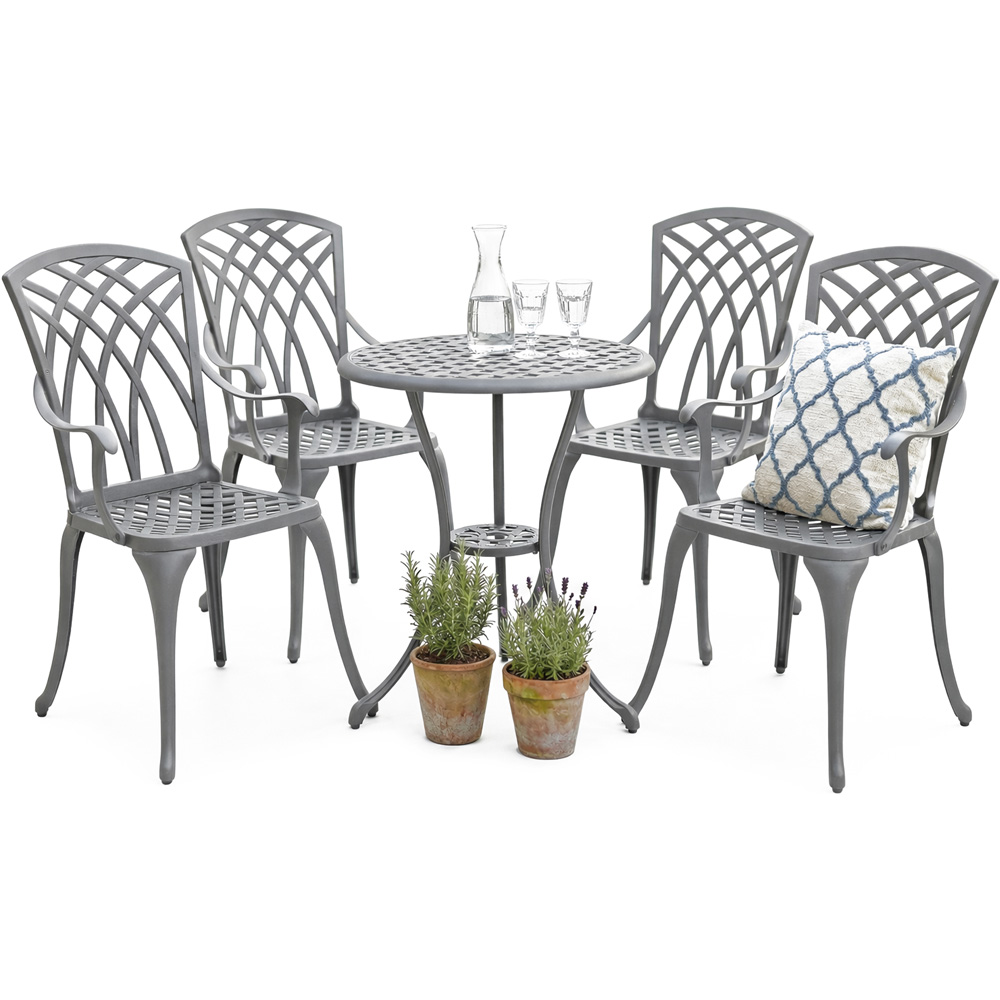Centurion Oshowa 4 Seater Grey Cast Aluminium Garden Bistro Set Image 2