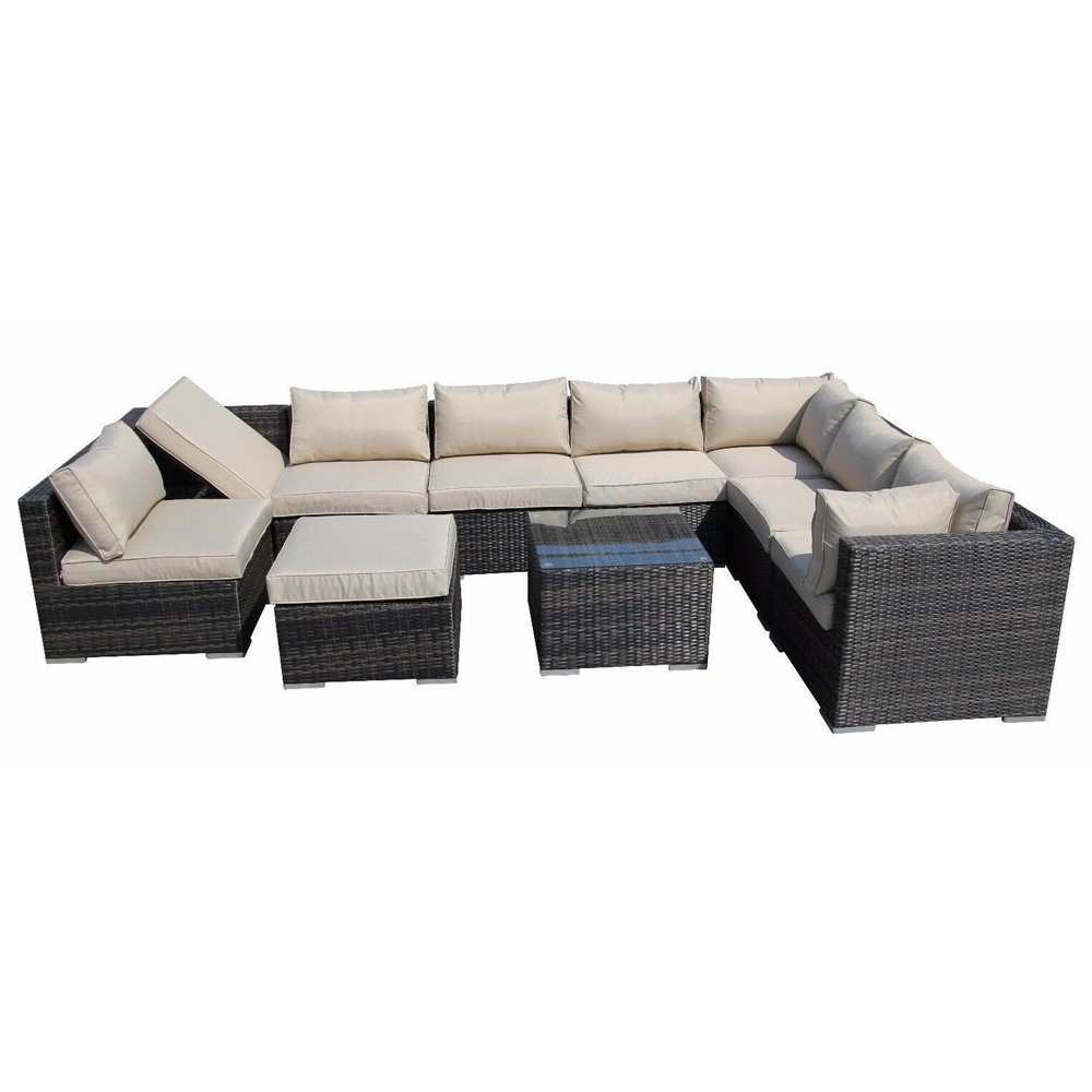 Furniture One 9 Seater Brown Rattan Modular Outdoor Sofa Image 4