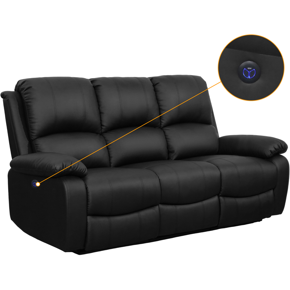Comfy Living 3 Seater Black PU Leather Electric Recliner Sofa Image 6