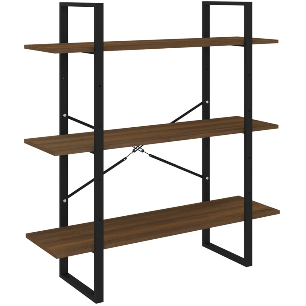 vidaXL 3 Shelf Brown Oak Bookcase Image 2