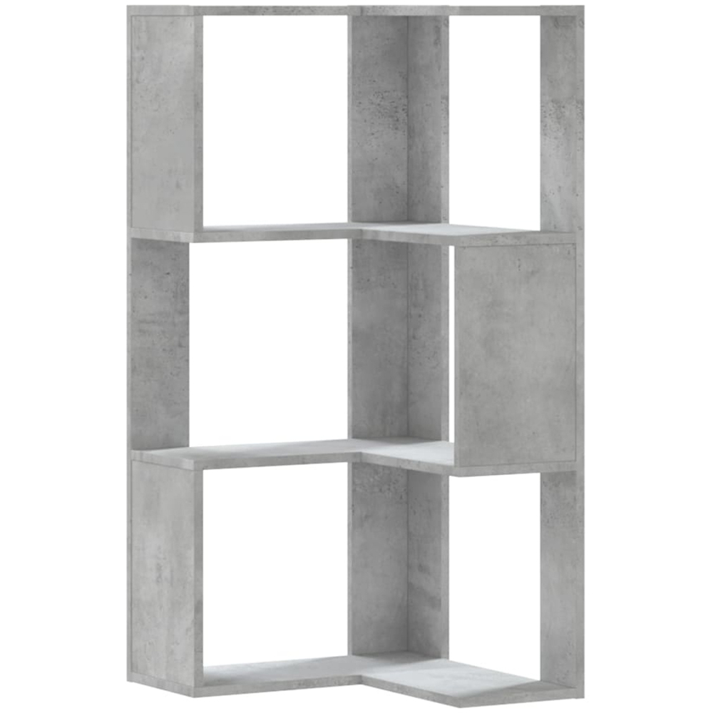 vidaXL 3 Shelf Concrete Grey Corner Bookcase Image 2