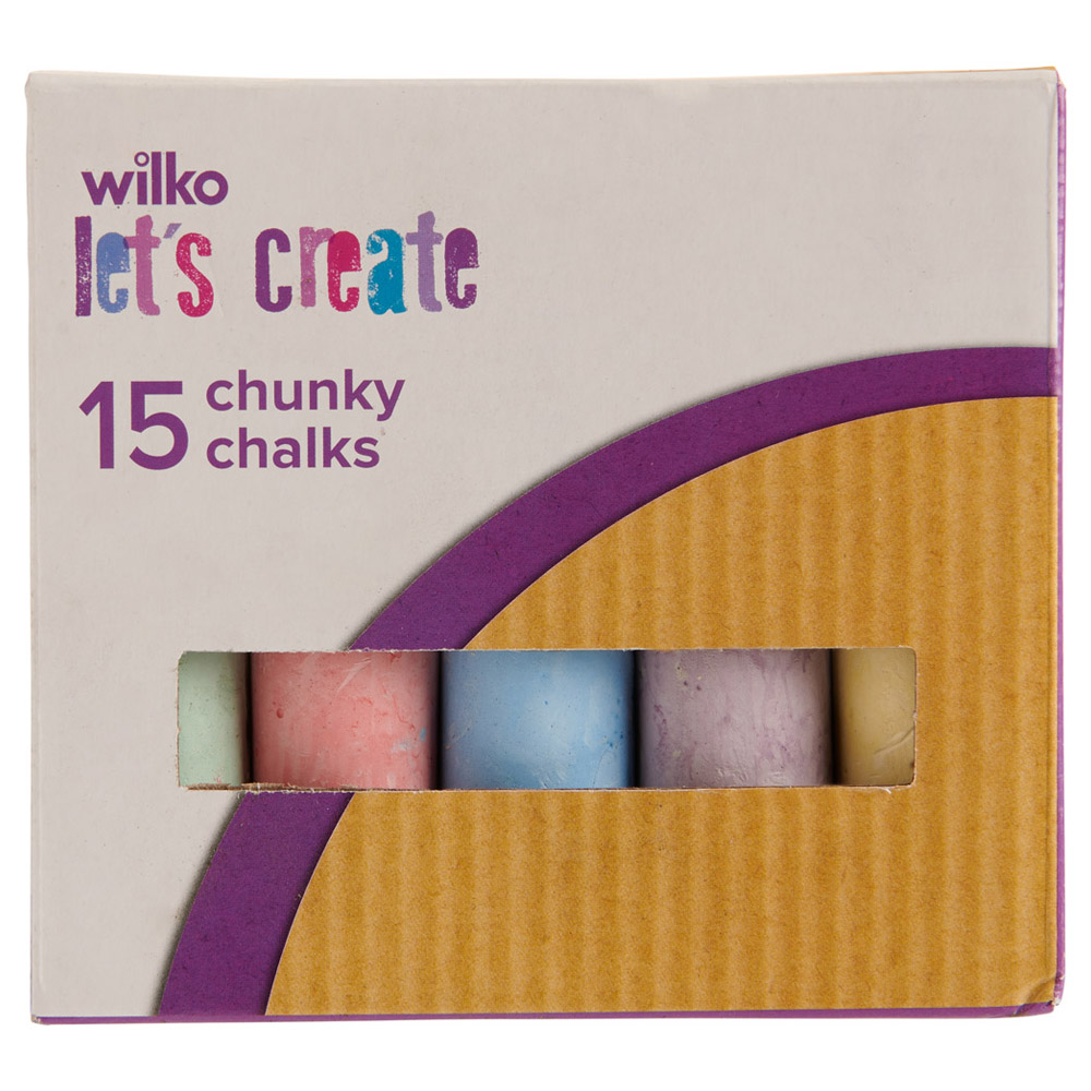 Wilko Chunky Coloured Chalks 15 Pack Image