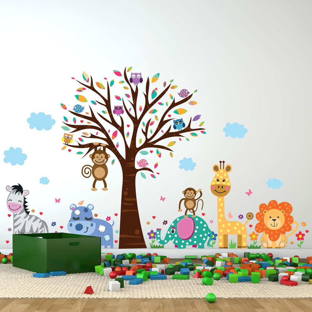 Walplus Happy London Zoo Kids Bedroom Self Adhesive Wall Stickers Image 3