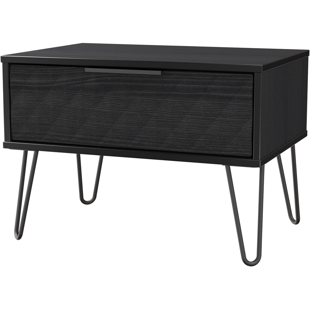 Crowndale Harlequin Single Drawer Black Ash Wide Side Table Ready Assembled Image 2
