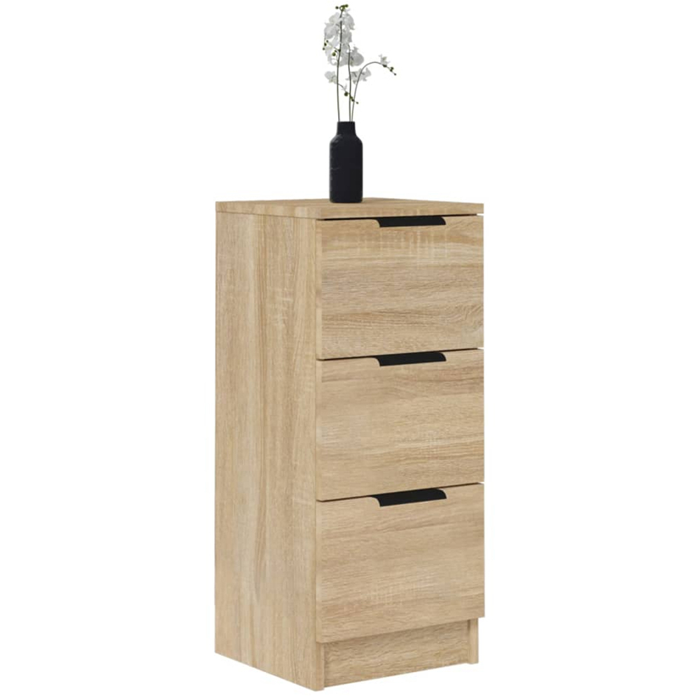 vidaXL 3 Drawer Sonoma Oak Sideboard Set of 2 Image 3