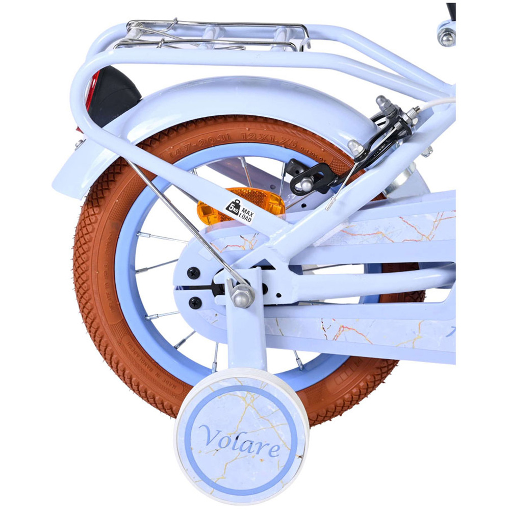 Volare Ashley Kids 12 inch Blue Pastel Bike with Stabilisers Rack and Basket Image 6