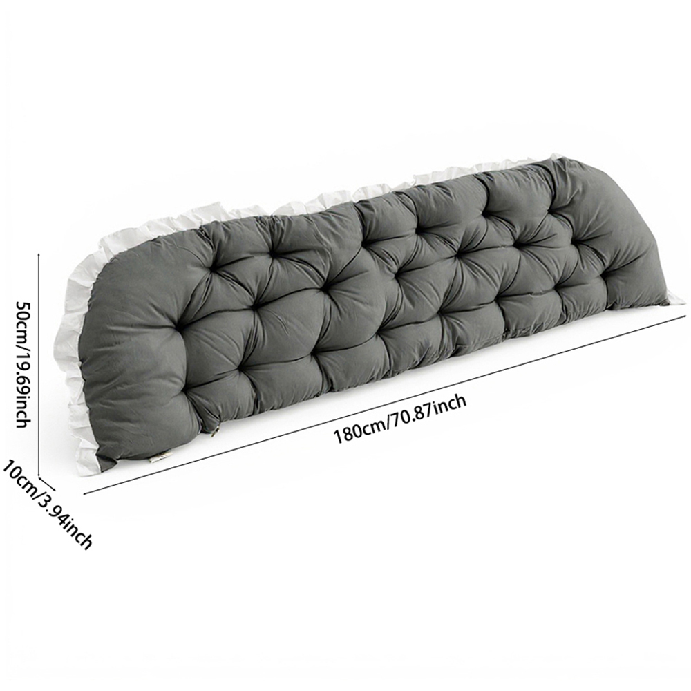 Living and Home Dark Grey Upholstered Ruffle Soft Headboard Pillow 75 x 180cm Image 8