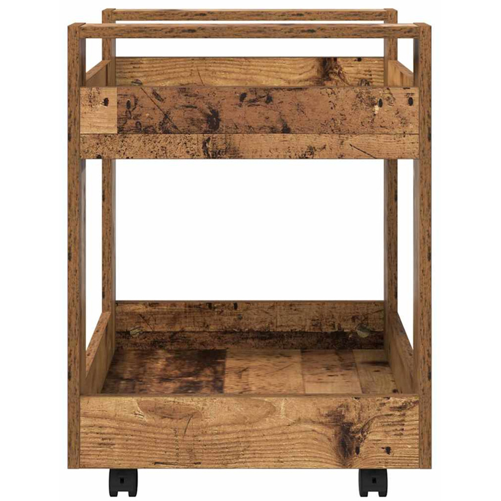vidaXL 2 Shelf Old Wood Effect Wooden Desk Trolley Image 6
