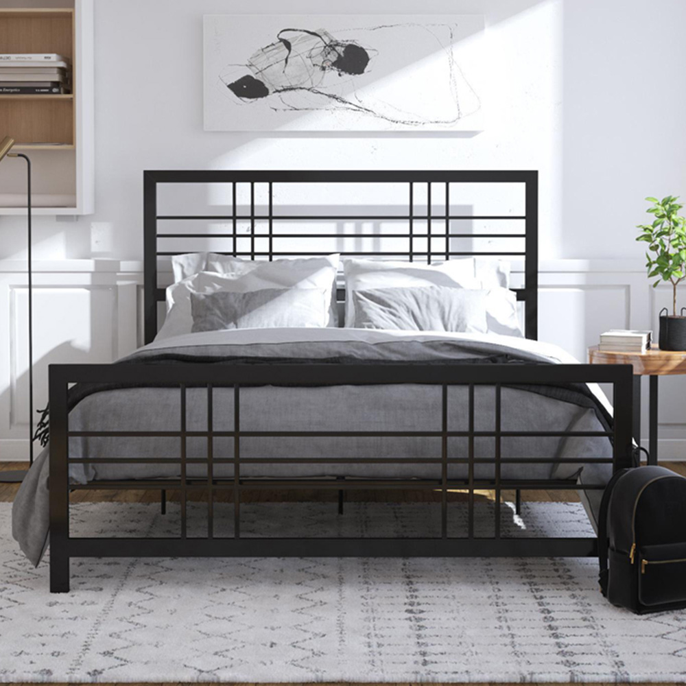 Dorel Burbank Double Black Metal Bed Frame Image 1