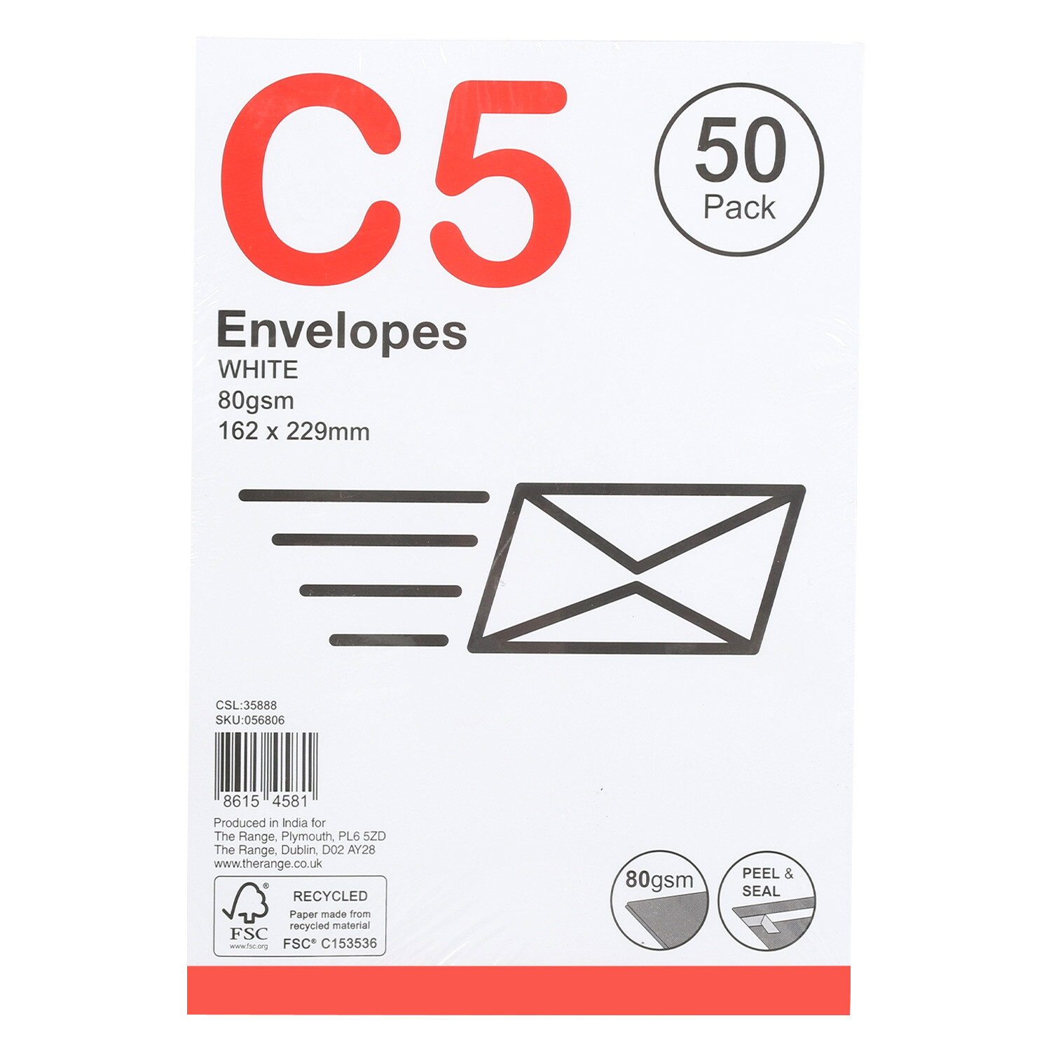 C Peel and Seal Envelopes  - White / C5 / 50 Image