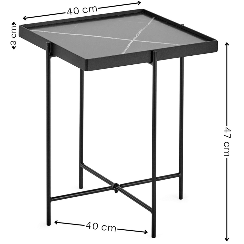 Julian Bowen Celia Black and White Marble Effect Square Side Table Image 9