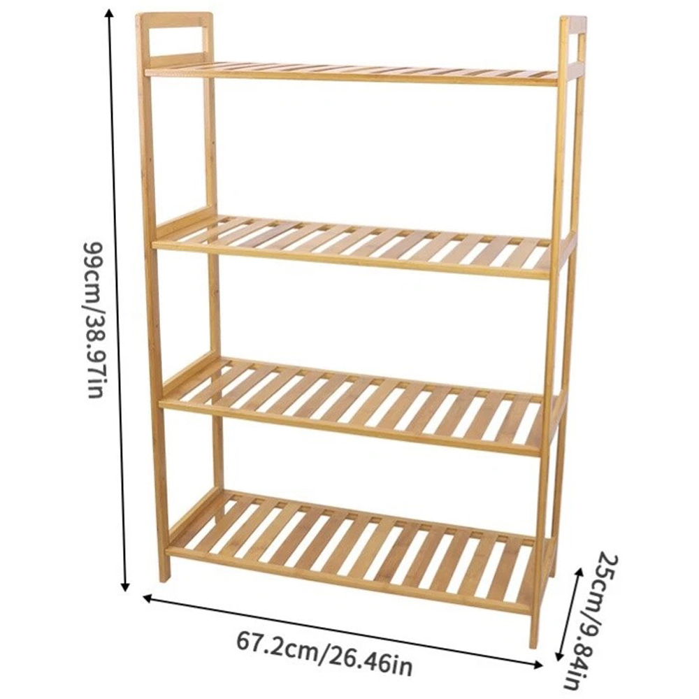 Modcraft 4 Shelf Bamboo Plant Stand Ladder with Adjustable Shelves Image 5