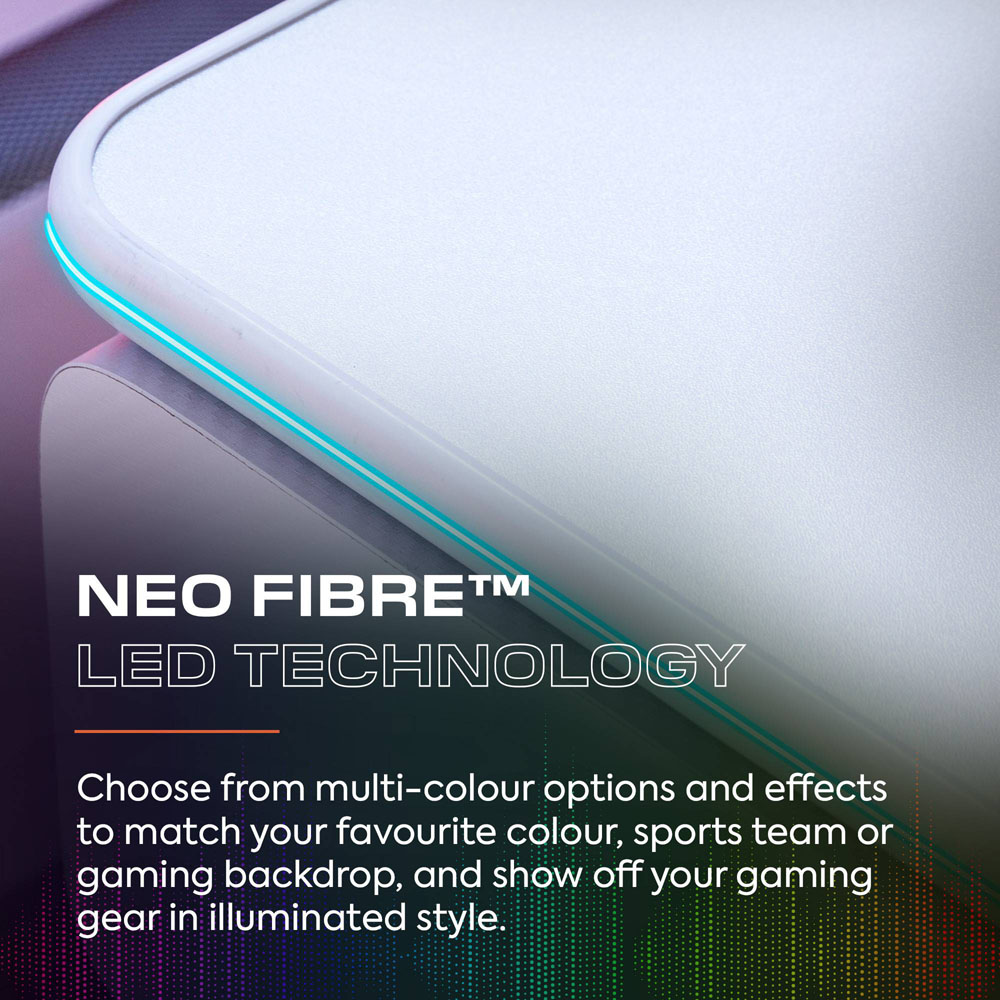 X Rocker Carbon-Tek Single Drawer Single Shelf Gaming Desk with Neo Fibre LED Lights White Image 2