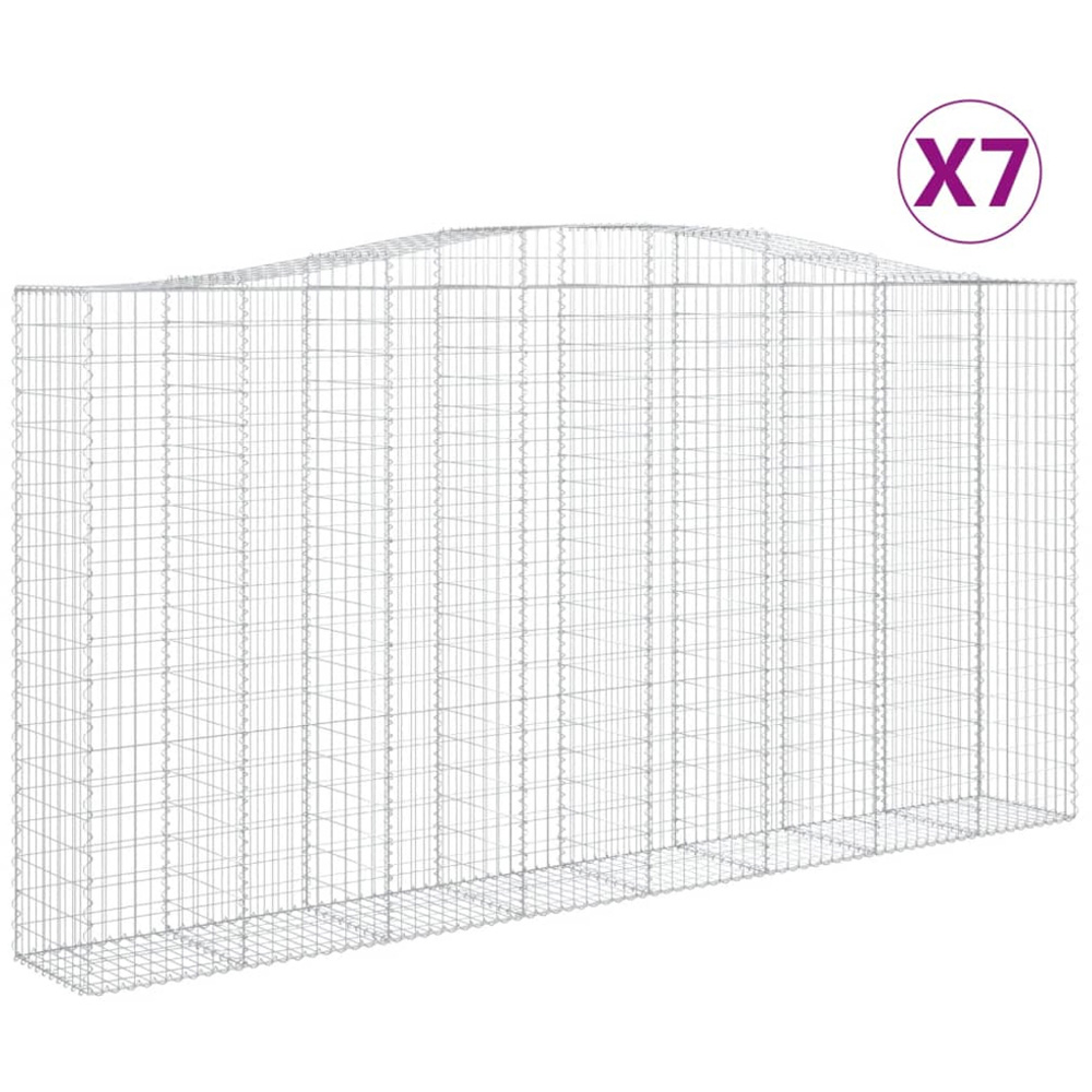 vidaXL Silver Galvanised Iron Arched Gabion Basket 400 x 50 x 200/220cm 7 Pack Image 2