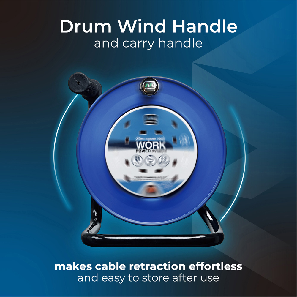 Masterplug Blue 13A 4 Socket Open Cable Reel 25m Image 7