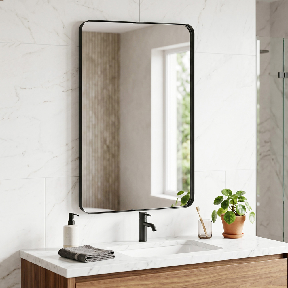 HOMCOM Black Wall Mounted Rectangular Wall Mirror 90 x 60cm Image 2