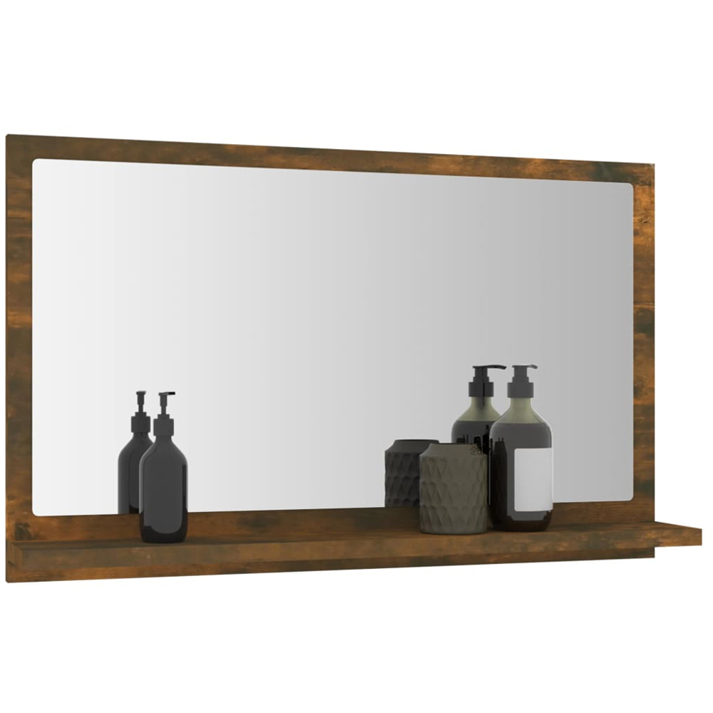 vidaXL Single Shelf Smoked Oak Bathroom Mirror Image 5