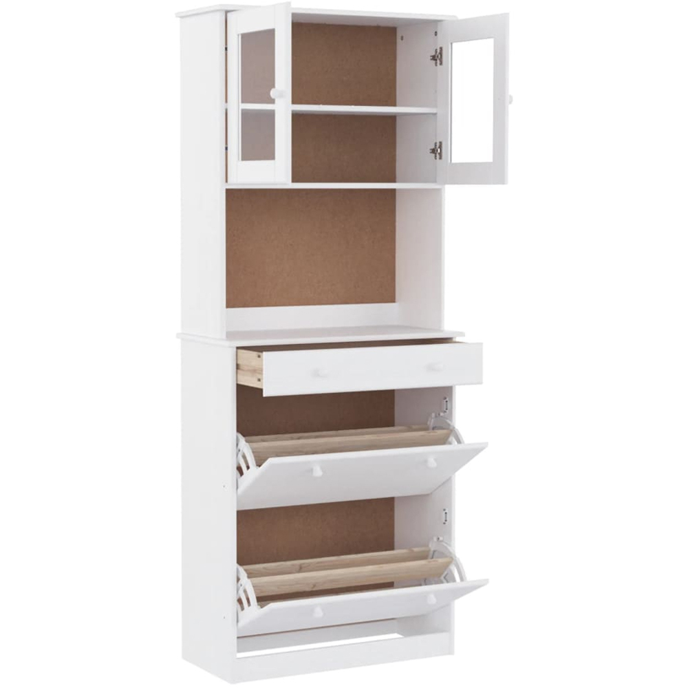 vidaXL 4 Door Single Drawer 3 Shelf Solid Pine Wood Highboard 2 Piece Image 4