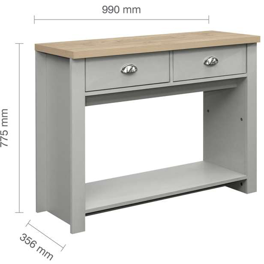 Highgate 2 Drawer Grey and Oak Console Table  Image 6