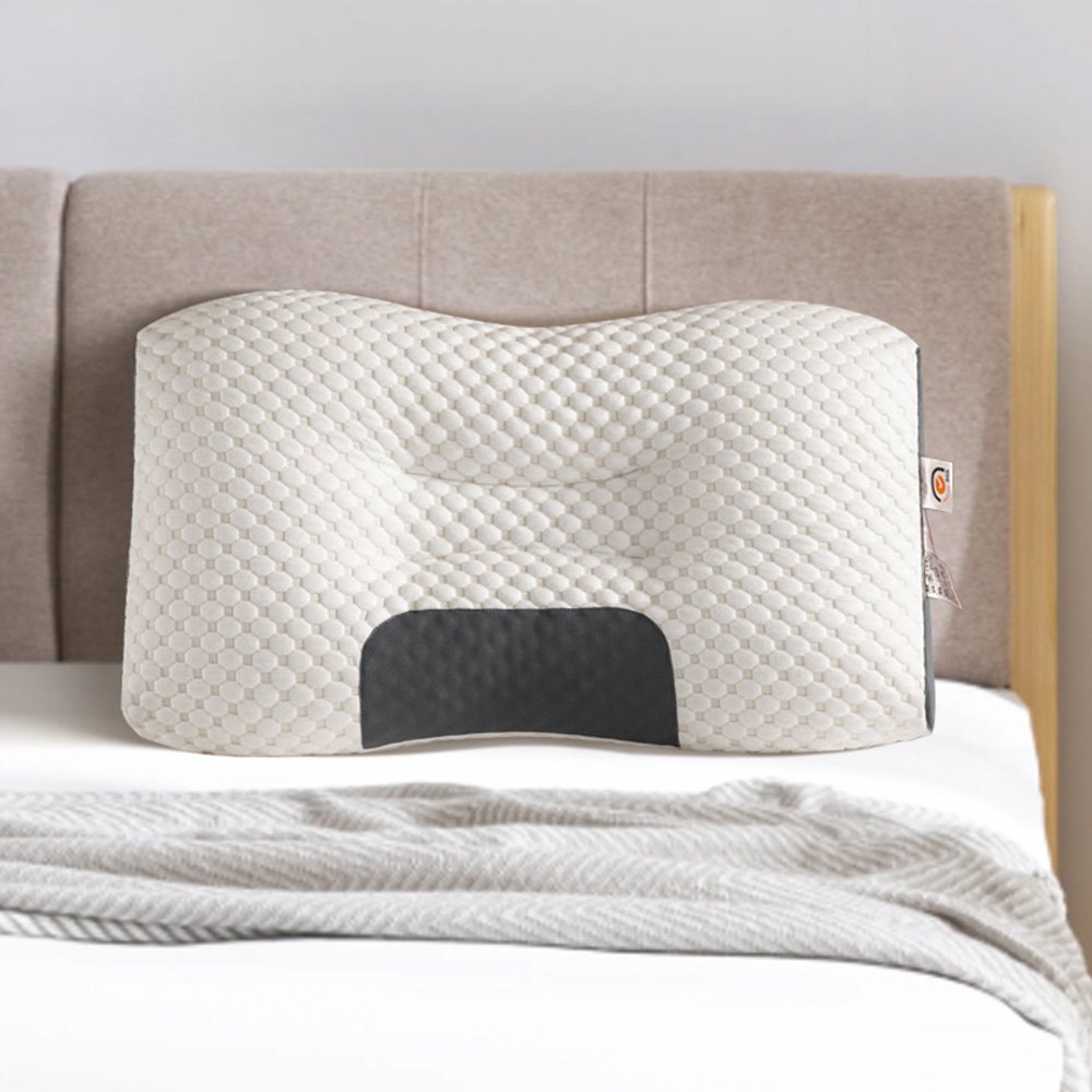 Living and Home White Ergonomic Bone-Shaped Support Pillow 66 x 40cm Set of 2 Image 2