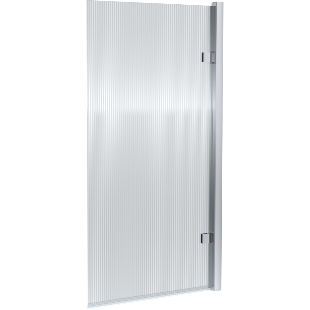 nuie Chrome Hinged Fluted Square Shower Bath Screen 830mm Image 1