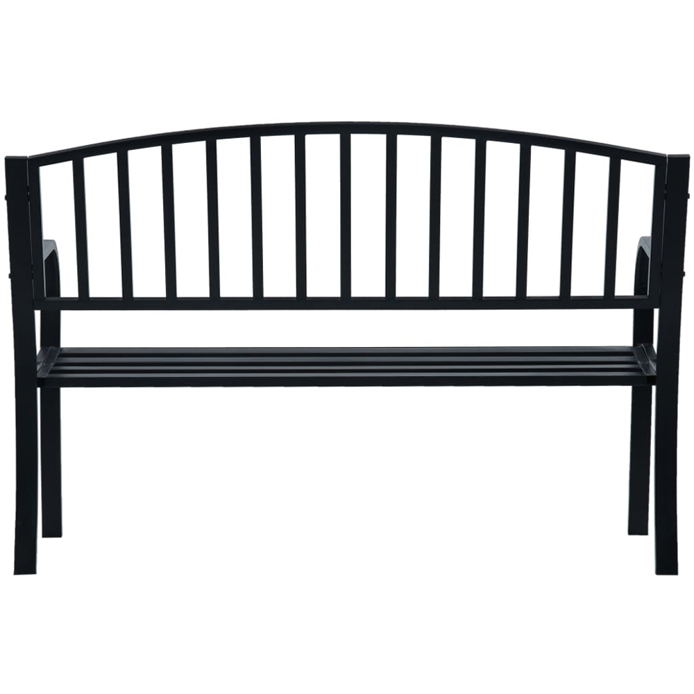 vidaXL 2 Seater Black Powder Coated Steel Garden Bench Image 4