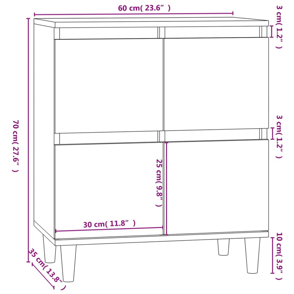 vidaXL 4 Door White Sideboard Image 9