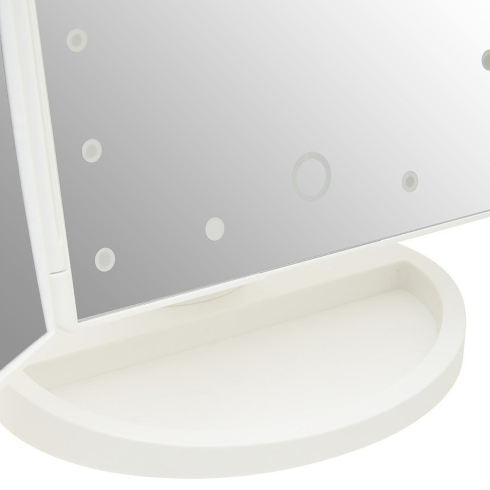 Premier Housewares Cassini Tri Fold White LED Table Mirror Image 8
