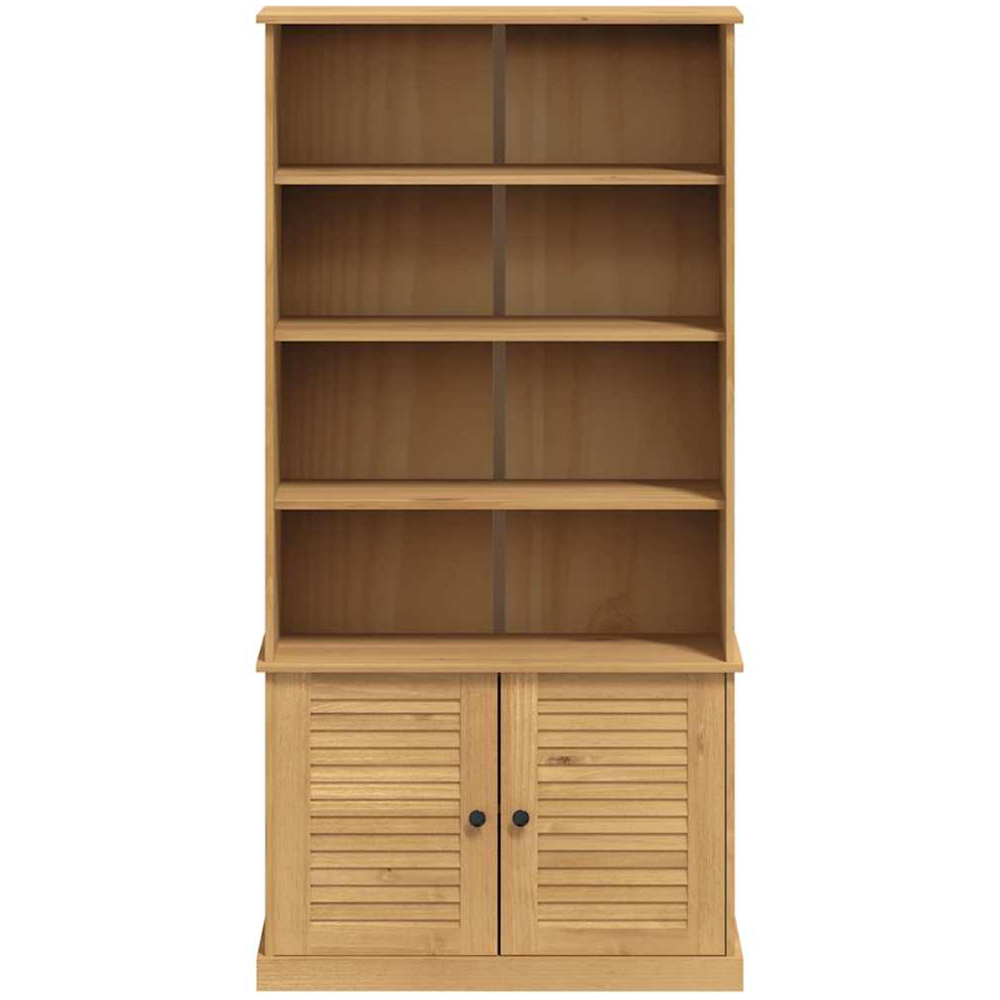 vidaXL Vigo 2 Door 4 Shelf Natural Solid Pine Wood Bookcase Image 4