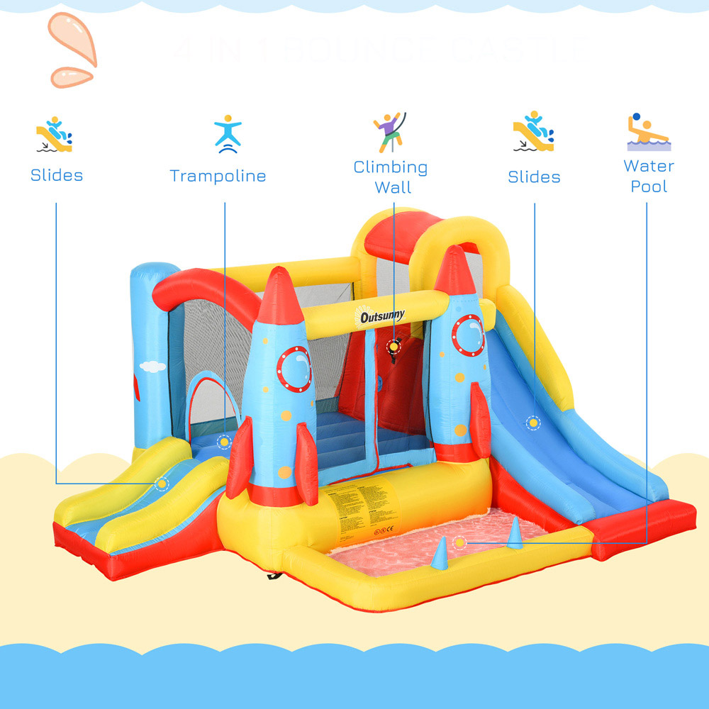 Outsunny Kids Rocket Design Bouncy Castle Image 3