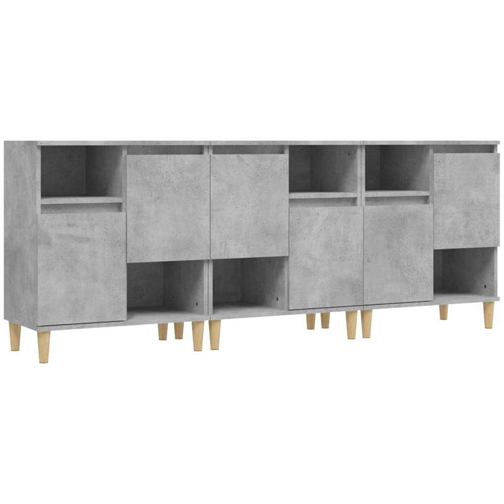 vidaXL 6 Door 6 Shelf Concrete Grey Sideboard 3 Piece Image 2