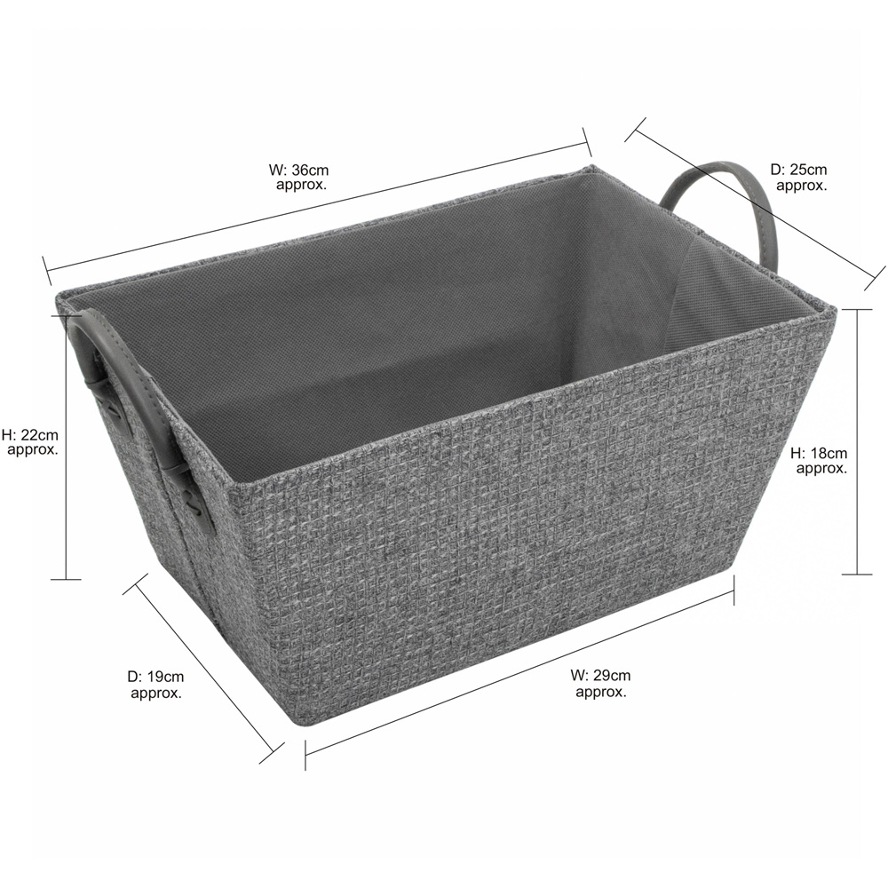 JVL Chroma Grey Rectangular Storage Basket with Handles Image 9