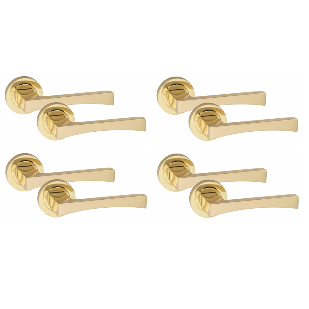 Golden Grace Electro Brass Wave Latch Handles Set 52mm 4 Pack Image 1