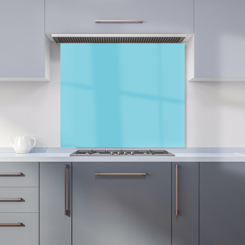 Warren Reed Designer Sky Blue Glass Kitchen Splashback 75 x 90cm Image 1