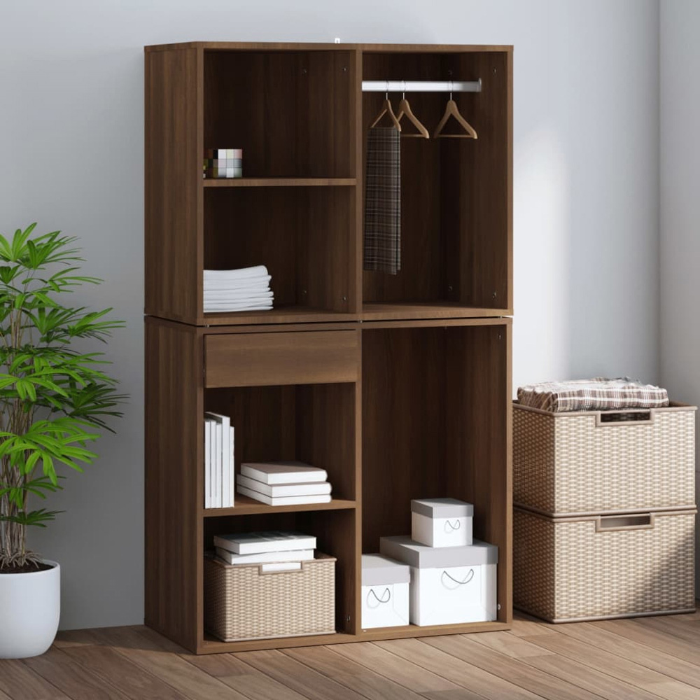 vidaXL 3 Shelf Brown Oak Engineered Wood Dressing Cabinet Image 6