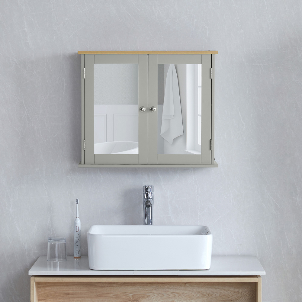 BATH VIDA Priano Wide 2 Door Mirror Bathroom Cabinet Image 4