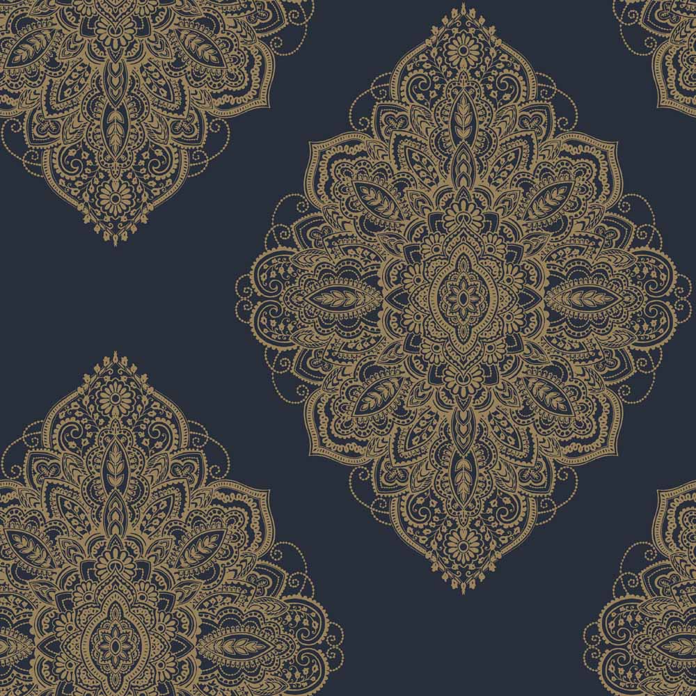 Arthouse Henna Navy and Gold Wallpaper Image 1