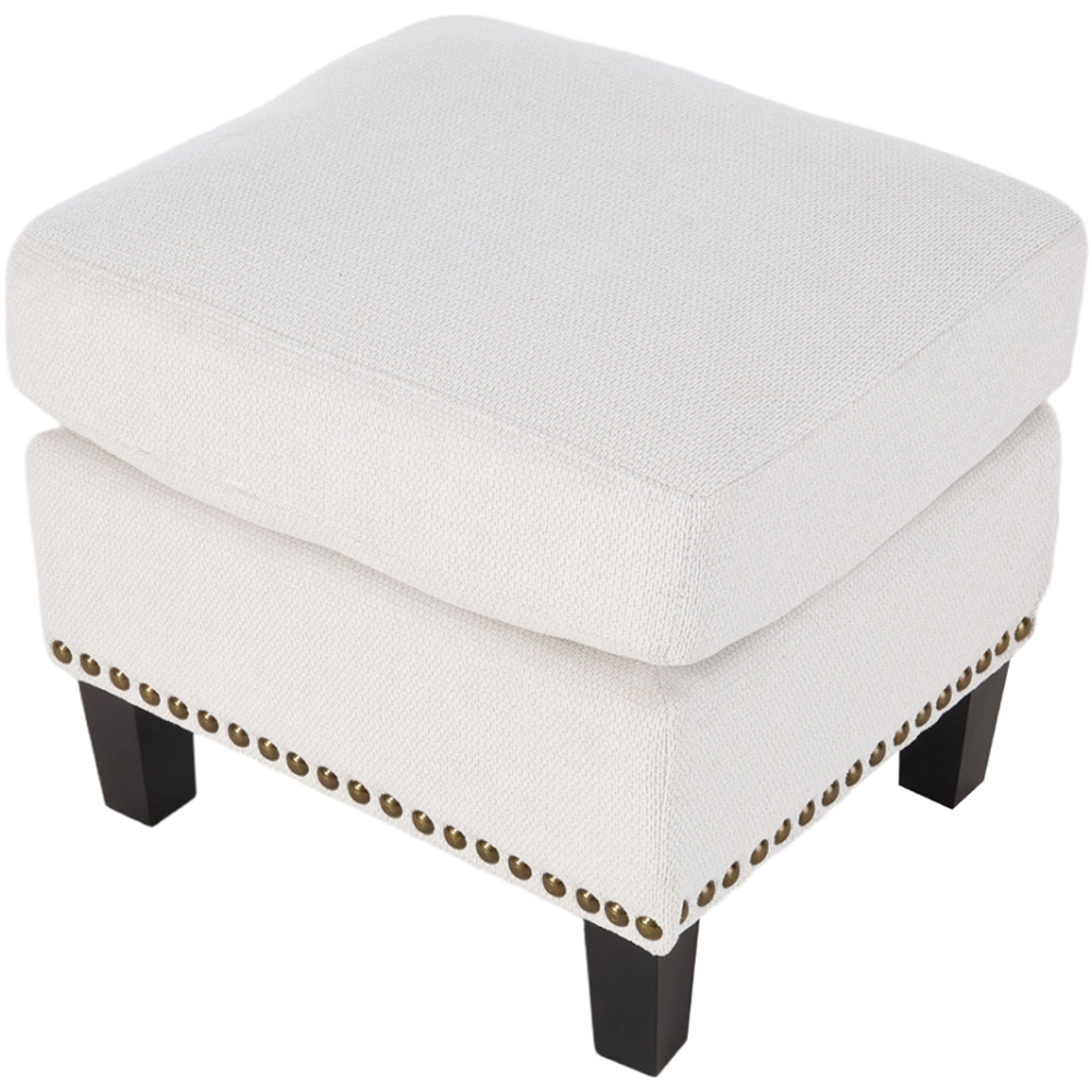 Living and Home White Chenille Pushback Recliner Chair with Footstool Image 8