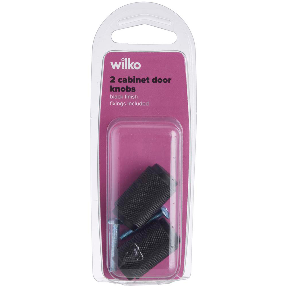 Wilko Lux Knurled Black Cabinet Knobs 18mm AK011 4 Pack Image 1