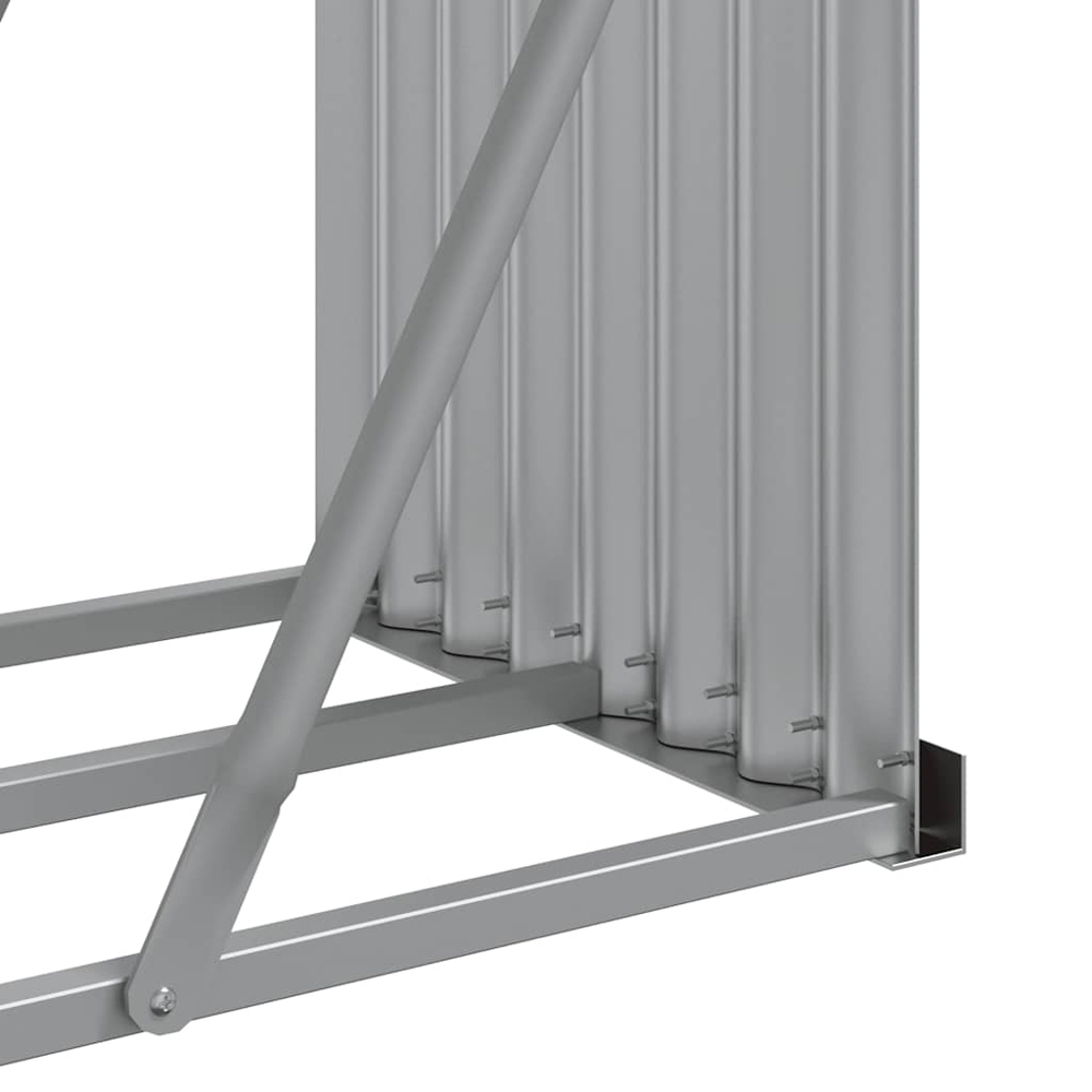 vidaXL Grey Galvanised Steel Firewood Log Holder 100 x 180 x 45cm Image 5