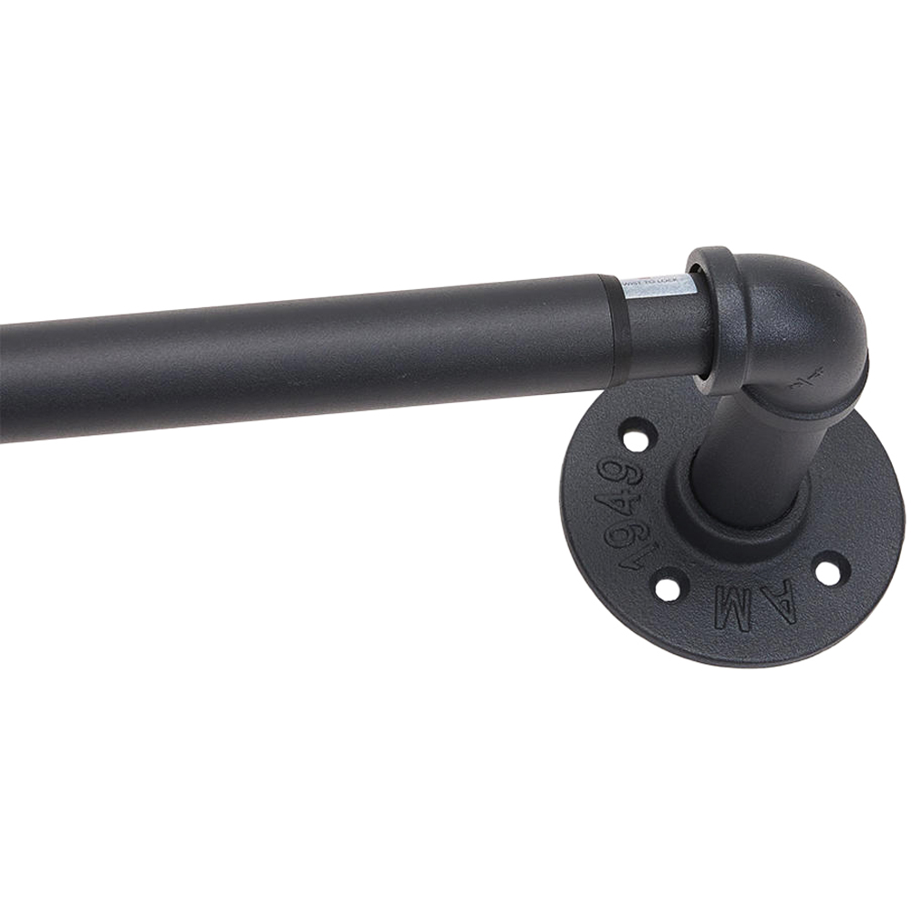 Living and Home 366-427cm Matte Black Telescopic Curtain Pole with Elbow Brackets Image 5